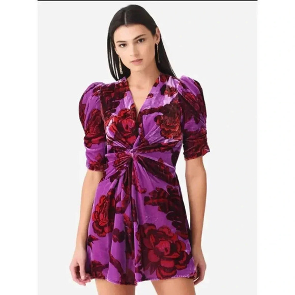 RHODE Leanna Floral Velvet Mini Dress- Small NWT - Picture 1 of 8